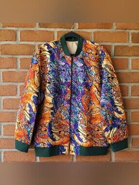 Unisex Vibrant Abstract Print Bomber Jacket